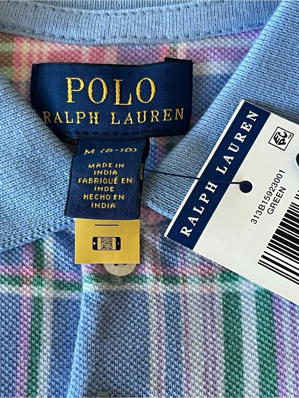 Polo Ralph Lauren Girls Plaid Polo Dress in Blue & Pink Size M (8-10)